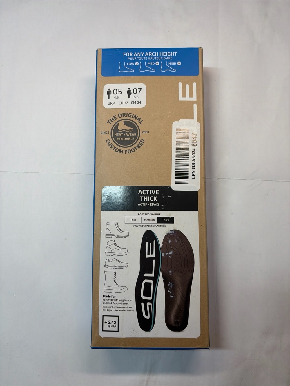 SOLE Active Thick Insoles - Custom Moldable Orthotic Support for Any Arch Type